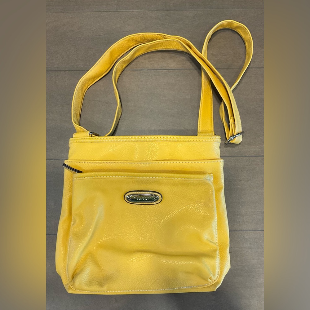 Rossetti New York Womens Yellow Multi Pocket Shoulder Bag